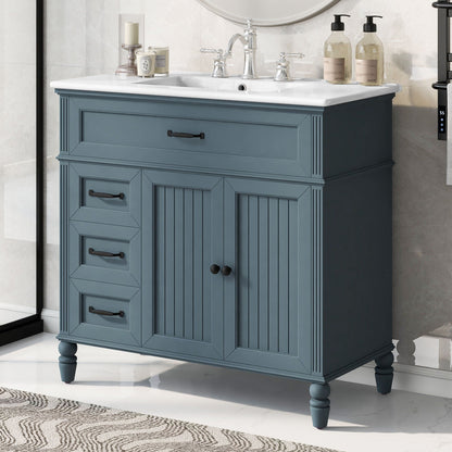 Bathroom Vanity With Sink, Freestanding Cabinet & Drawers
