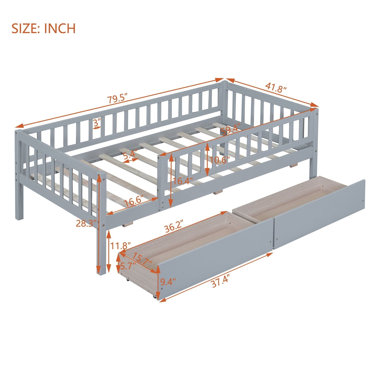 Multi Functional Wooden Daybed Bed