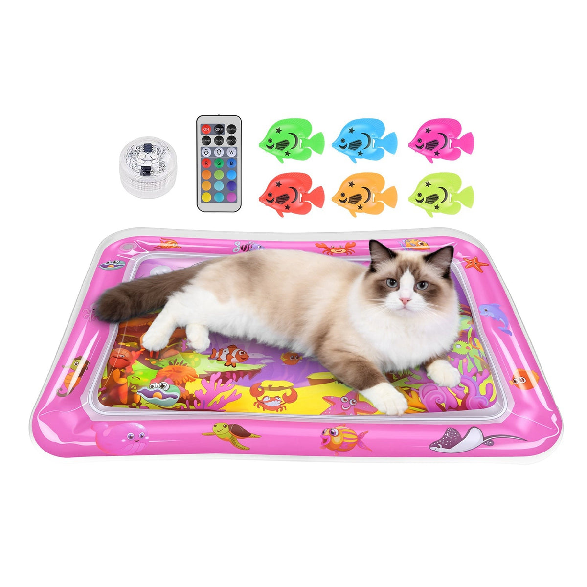 Cat Water Mat with Floating Fish & LED Lights