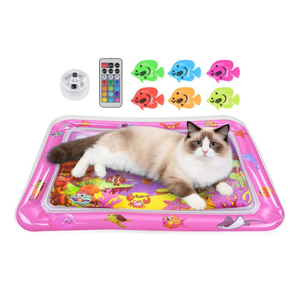 Cat Water Mat with Floating Fish & LED Lights