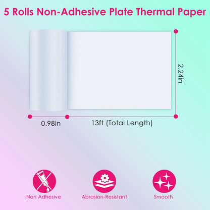 5 Rolls Regular Printer Paper Plate Mini Thermal Printing Paper White Mini Printer Photo Paper Fit for Wireless Thermal Mini Printer 57x25mm