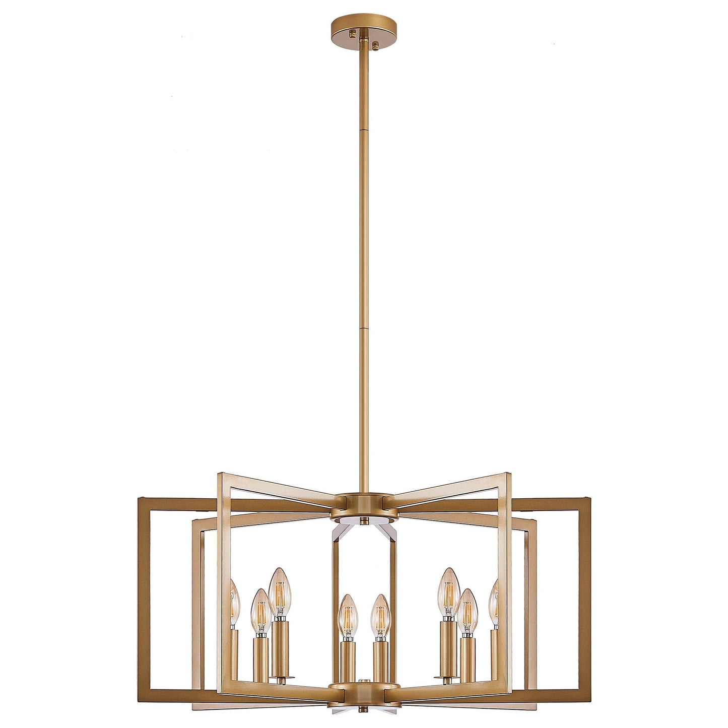 27' Modern Golden Geometric 8-Light Chandelier