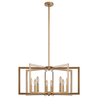 27' Modern Golden Geometric 8-Light Chandelier