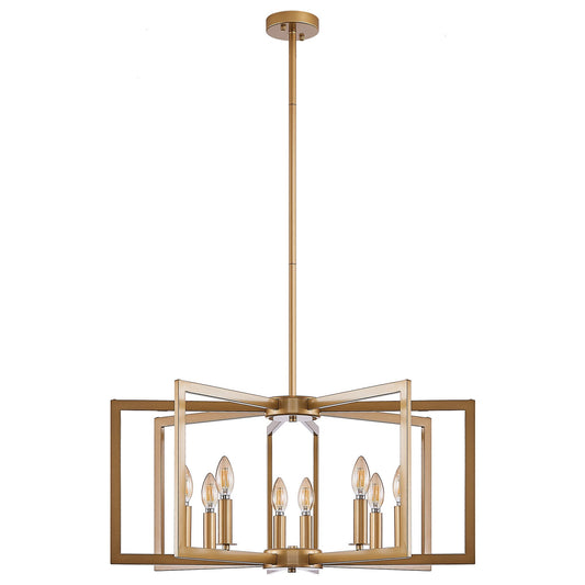 27' Modern Golden Geometric 8-Light Chandelier