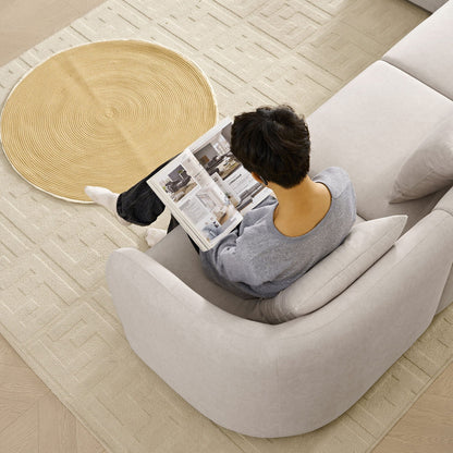 L-Shaped Modular Sectional Sofa With Ottoman, Living Room Furniture Set - Beige