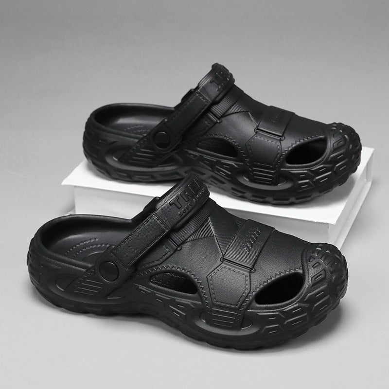 Mens Summer Outdoor Non-Slip Soft-Soled Closed-Toe Beach Clog Shoes