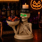 Halloween Skeleton Figurine with Storage Bowl & Candle Holder