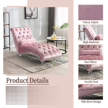 Chaise Lounge Indoor, Button Tufted Upholstered Chaise Lounge Chair With Pillow