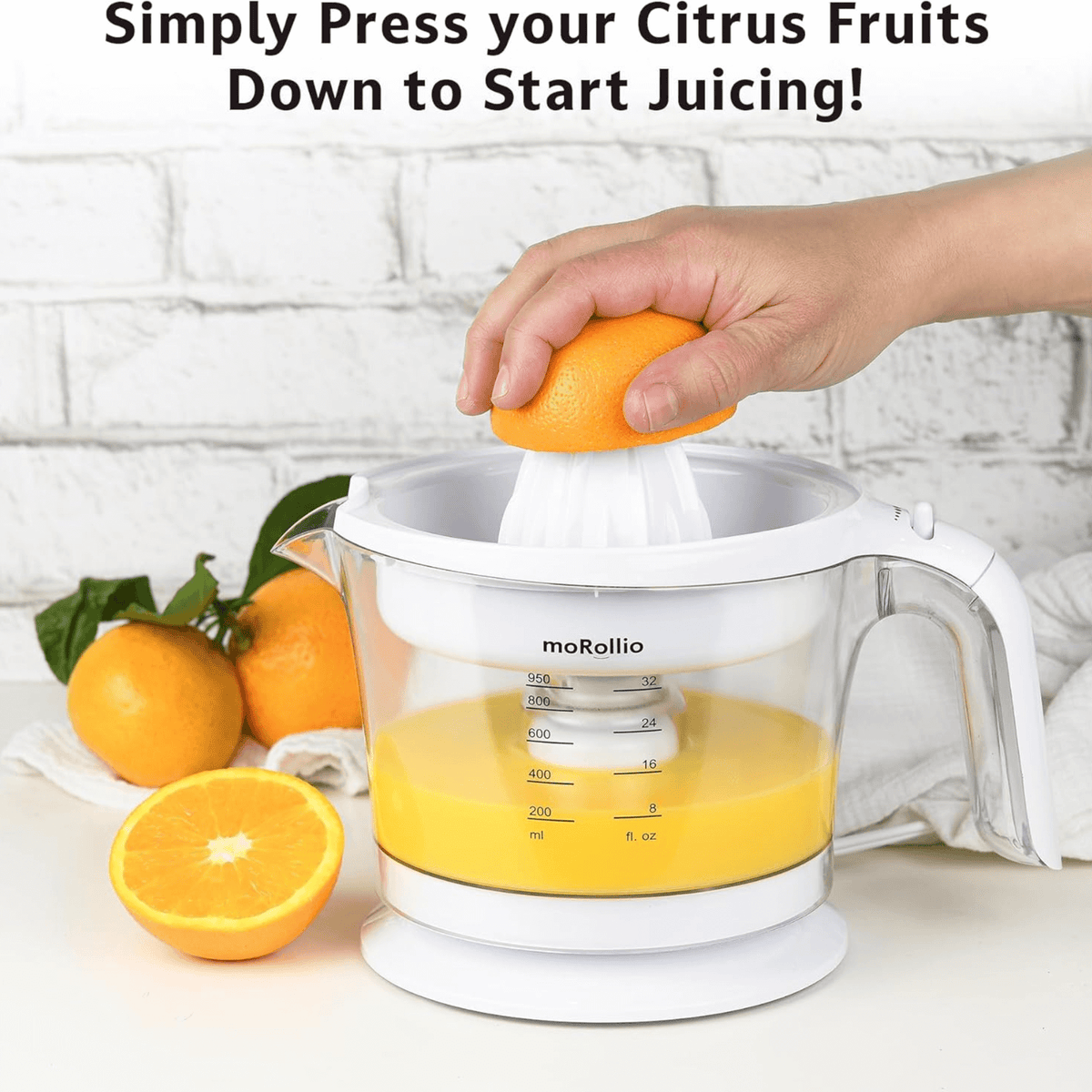 moRollio Compact 32oz Electric Citrus Juicer