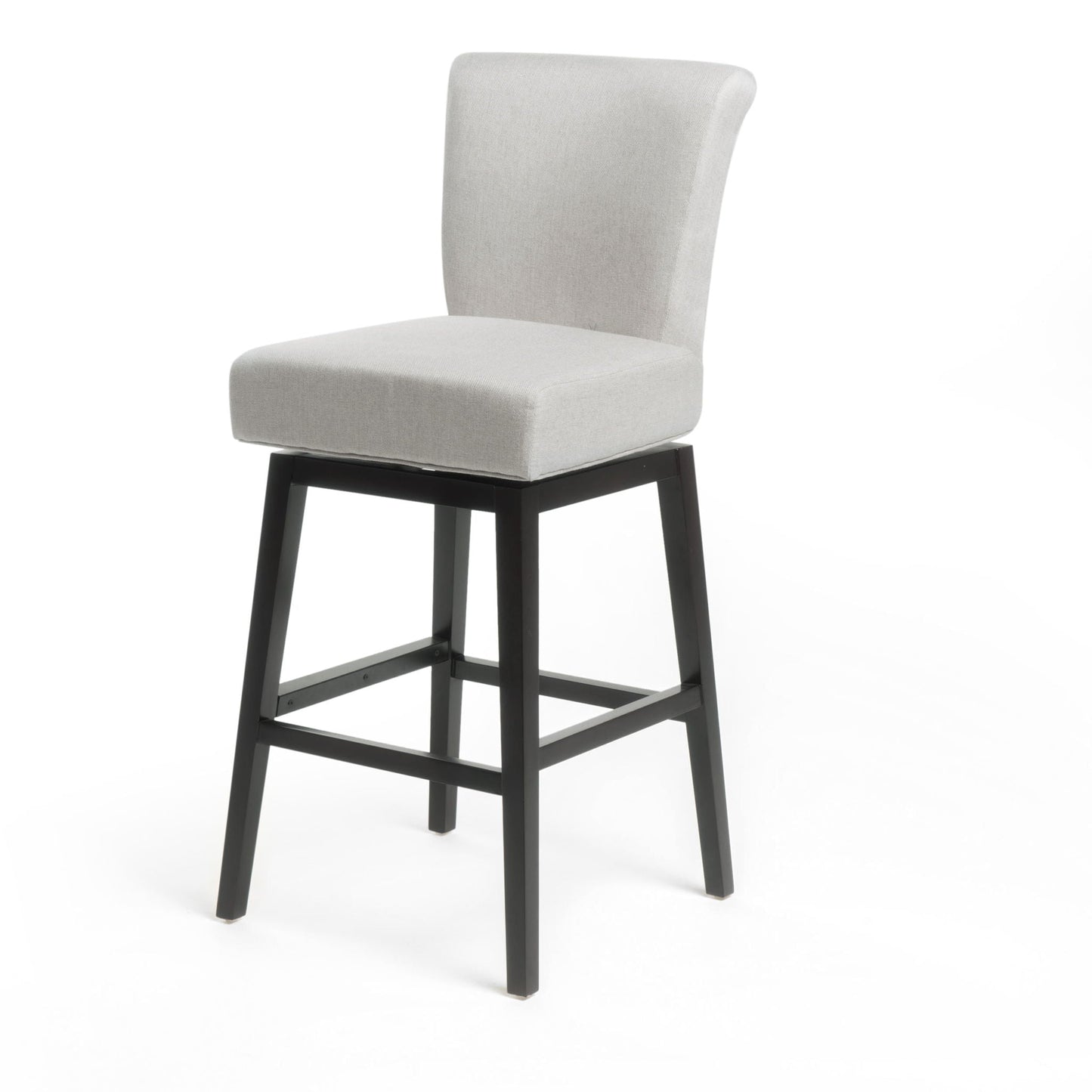 Quicksilvered Upholstered Swivel Counter Stool With Wood Legs - Beige