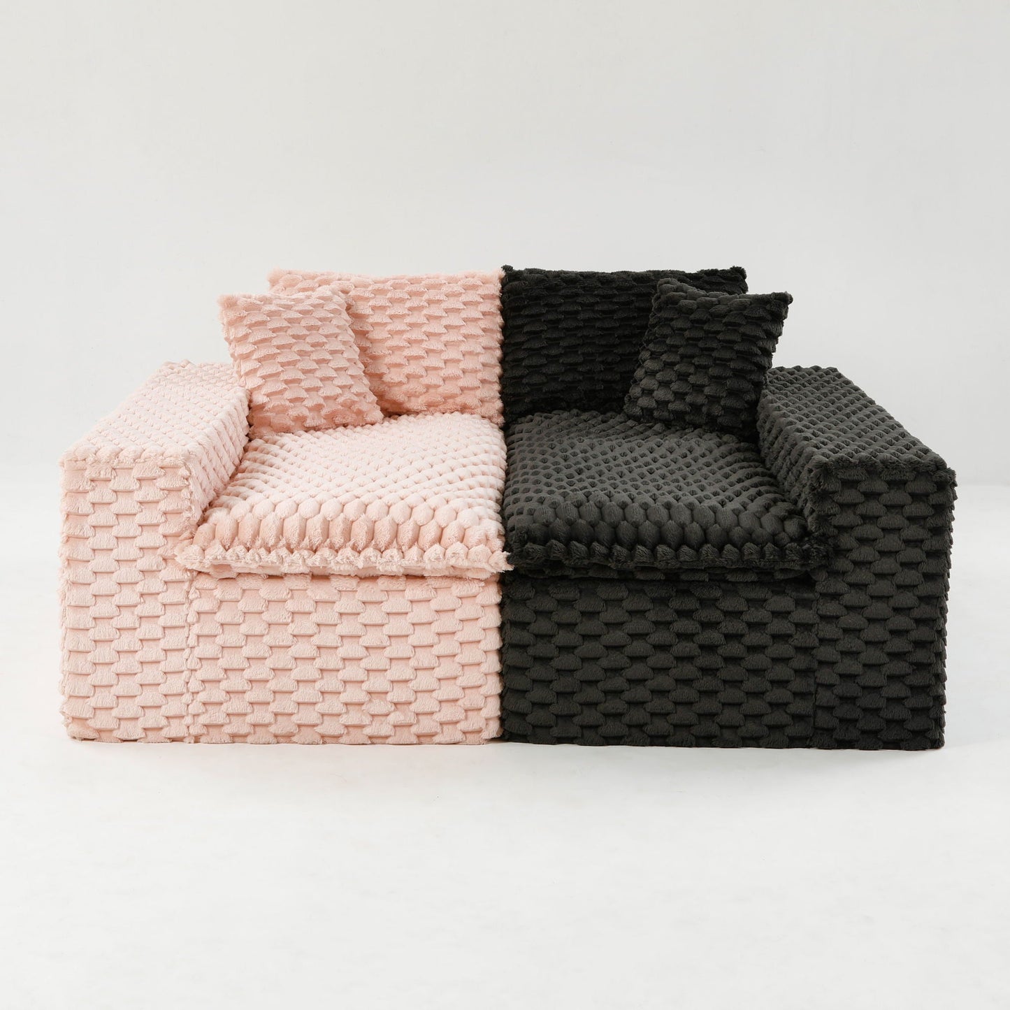 Multifunctional Sofa Pink Black, Fits 4 People
