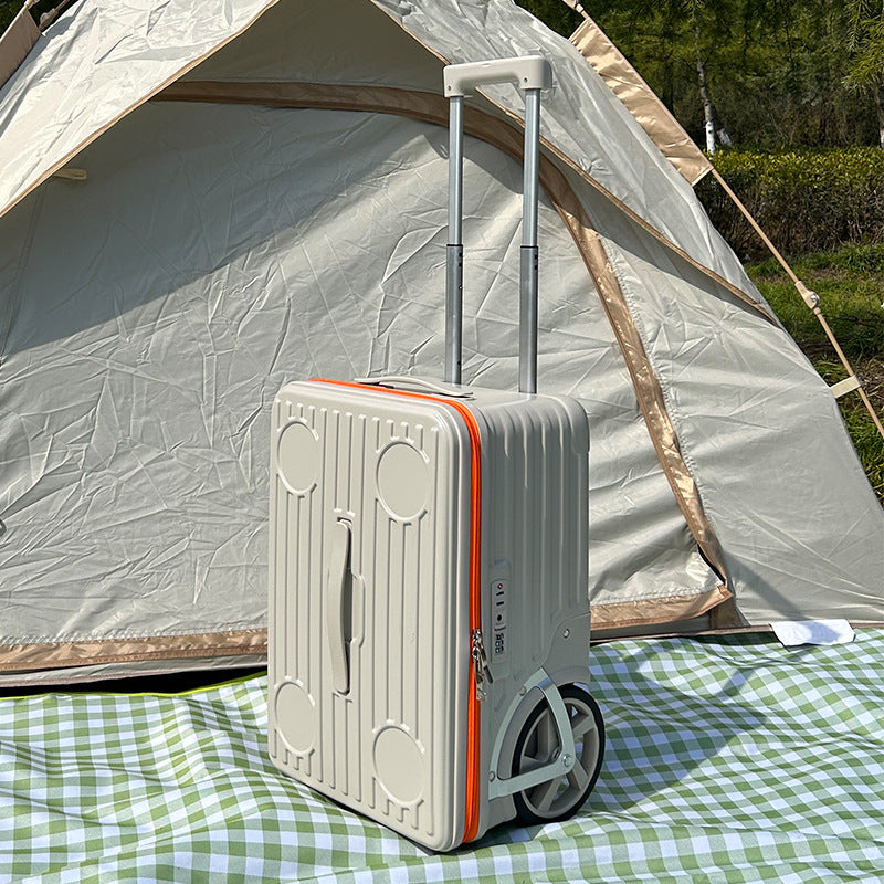 PC Material Large Wheel Luggage, 20 Inches, 24 Inches, TSA Lock, Folding Cup Holder, Outdoor Travel Luggage With Phone Holder And USB Port, Portable Rolling Luggage