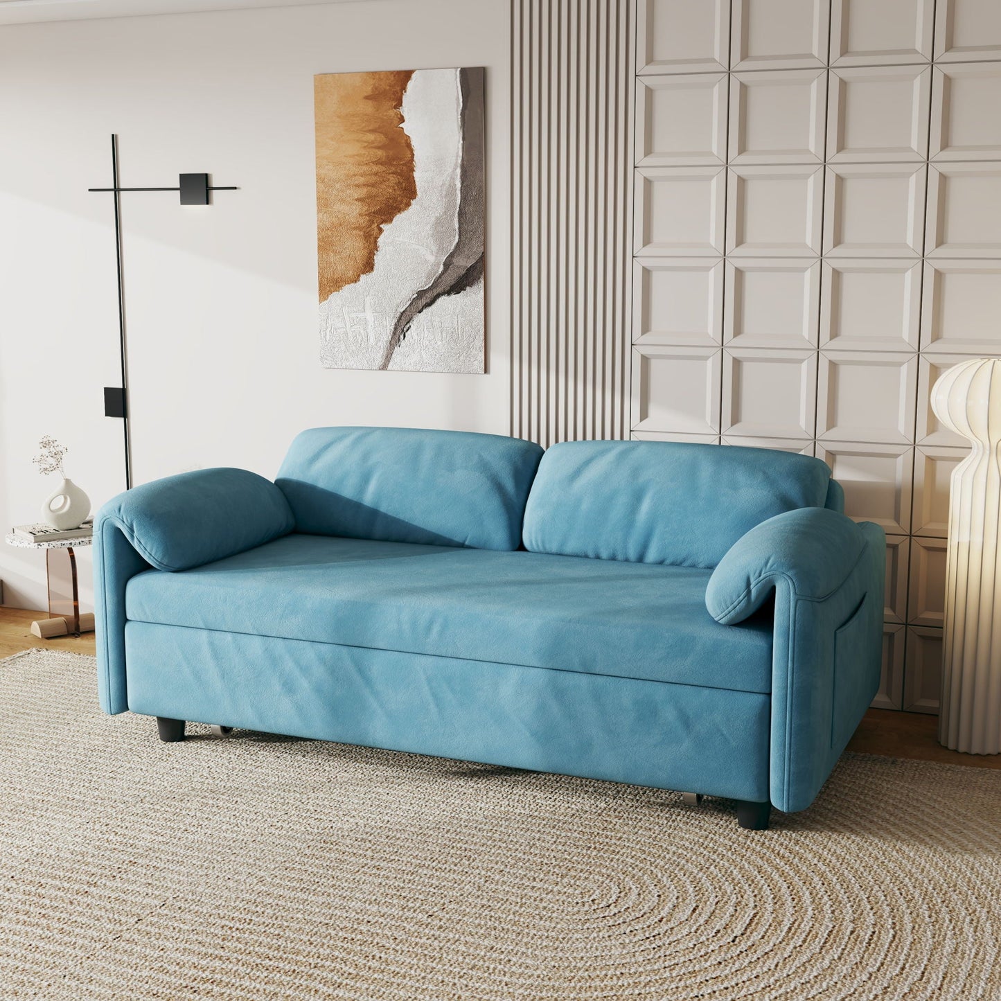 Sofa, Dual Purpose Lounge With Retractable Queen Size Bed