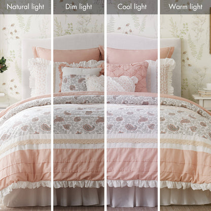9 Piece Cotton Percale Comforter Set Blush