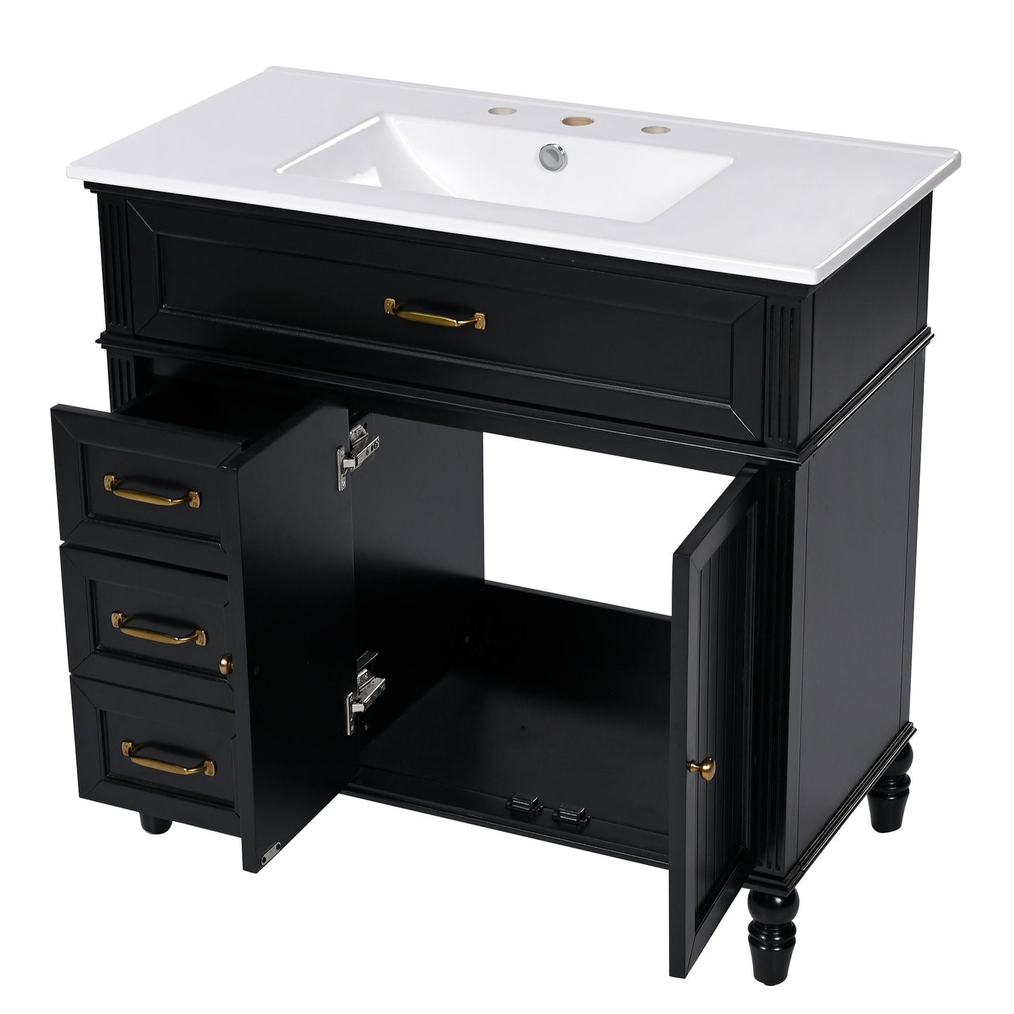 Bathroom Vanity With Sink, Freestanding Cabinet & Drawers
