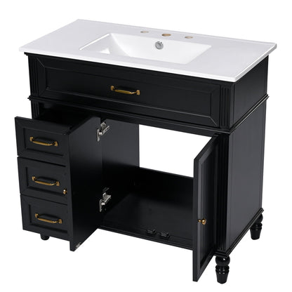Bathroom Vanity With Sink, Freestanding Cabinet & Drawers