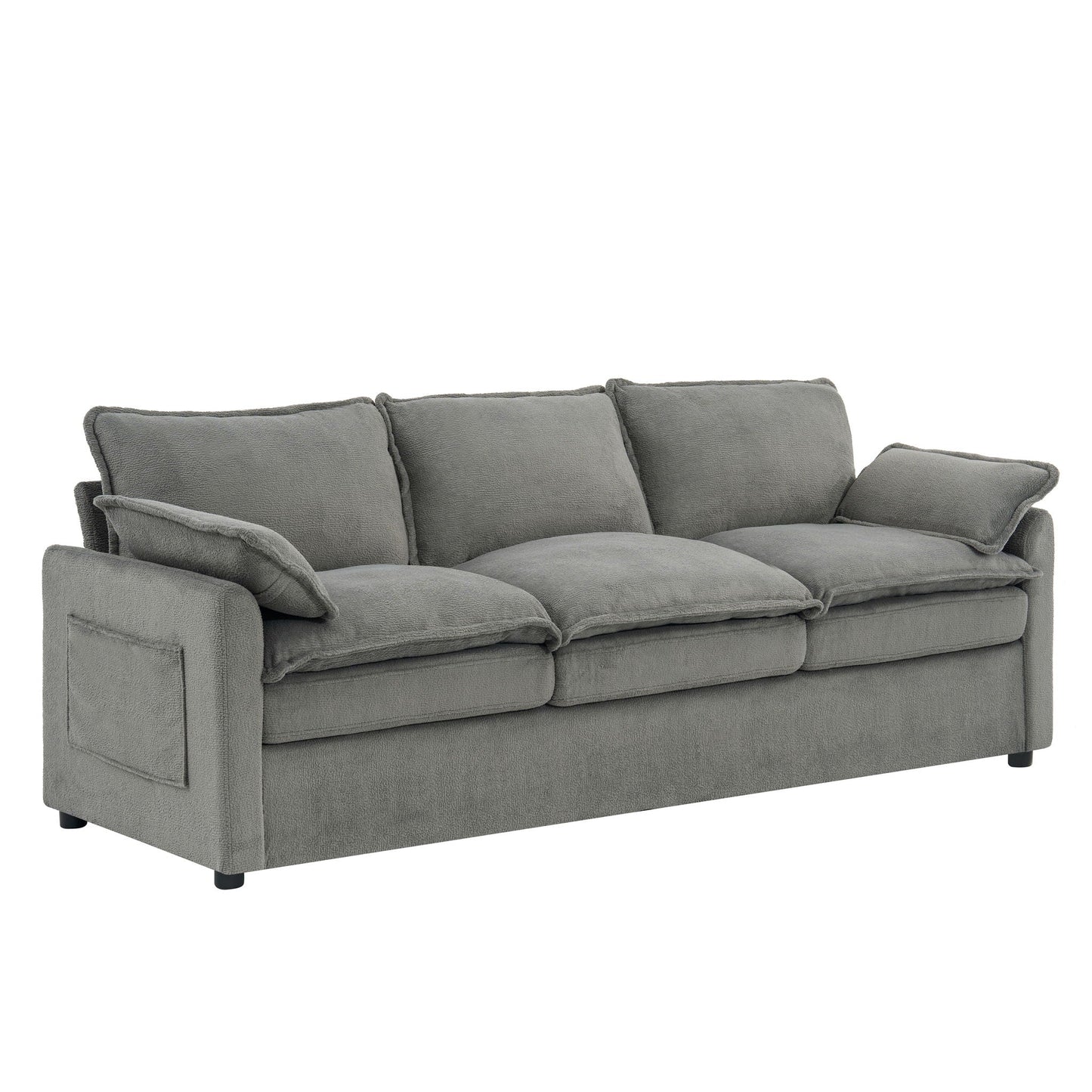 Modern 3 Seater Sofa With Side Storage Pockets For Living Room