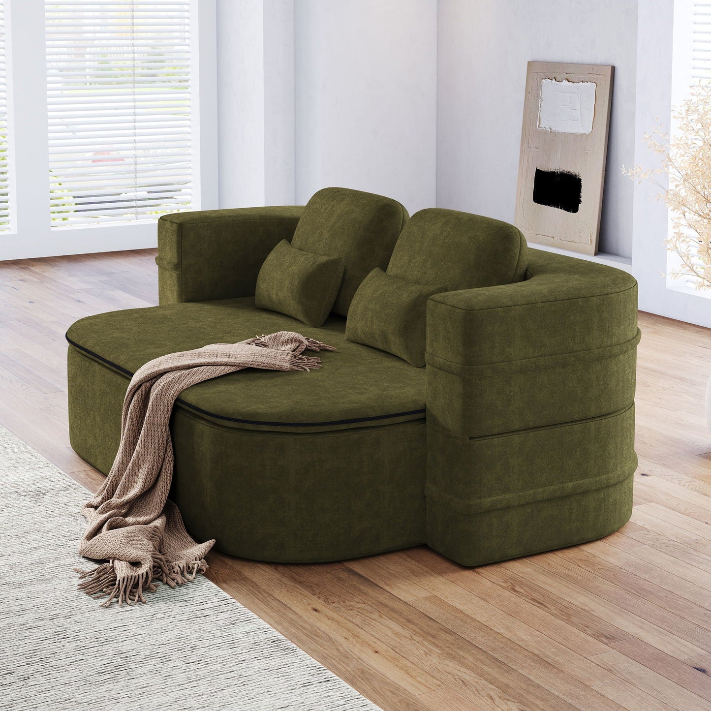 2 In 1 Foldable Sofa Bed With Multi Functional Blanket, Floor Lounge Sofa