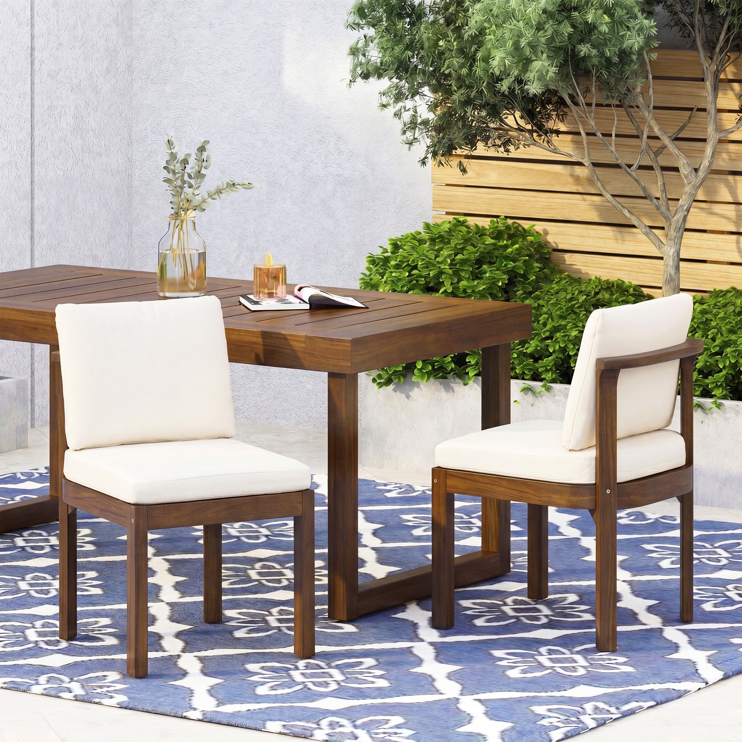 Acacia Wood Outdoor Dining Chair (Set of 2)
