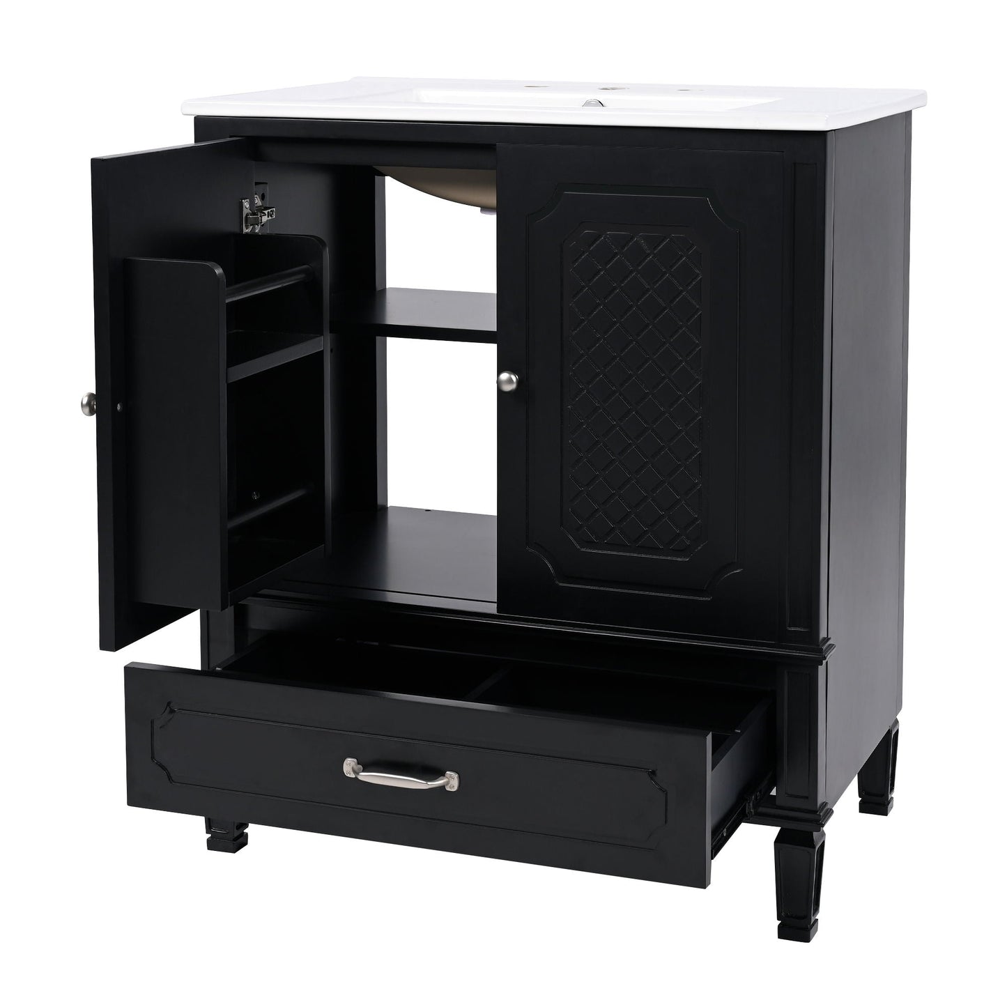 Bathroom Vanity With Sink, Soft Closing Door, Multi Functional Storage