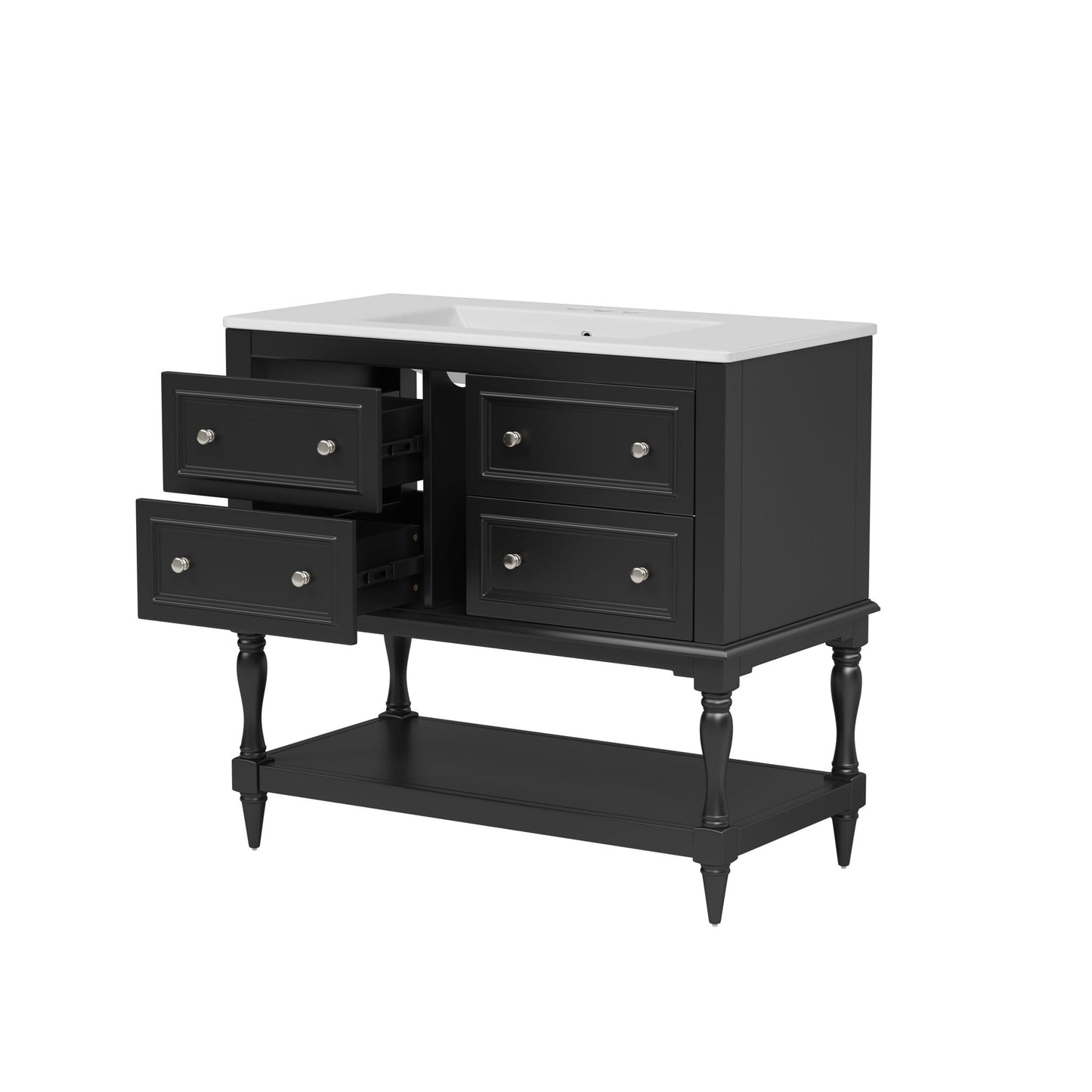 Bathroom Vanity Cabinet With Undermount Sink - 4 Drawer Set