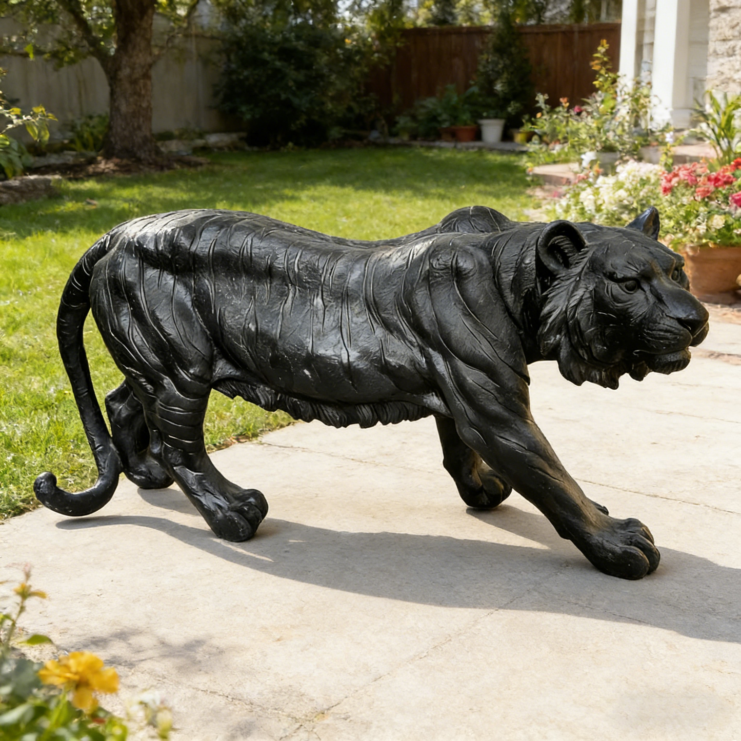 Simulated Black Tiger Resin Garden Statue