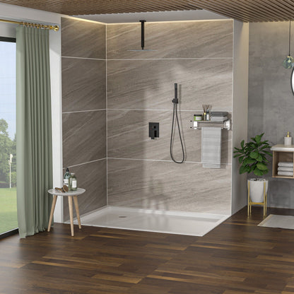 Dual Shower Head 16" Ceiling Mount Square Shower System with Rough In Valve
