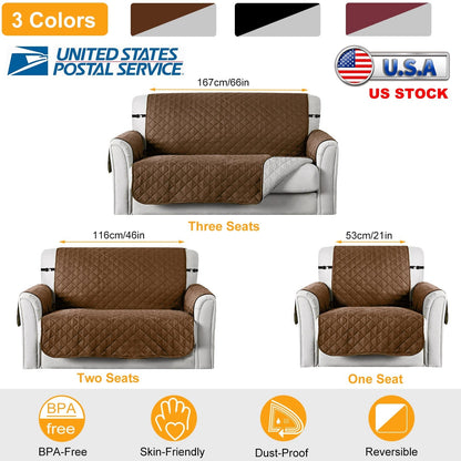 Reversible Sofa Cover Chair Loveseat Couch Microfiber Slipcover Cushion Furniture Protector Shield Water-Resistant w/ Elastic Strap for Kids Pet Dog C