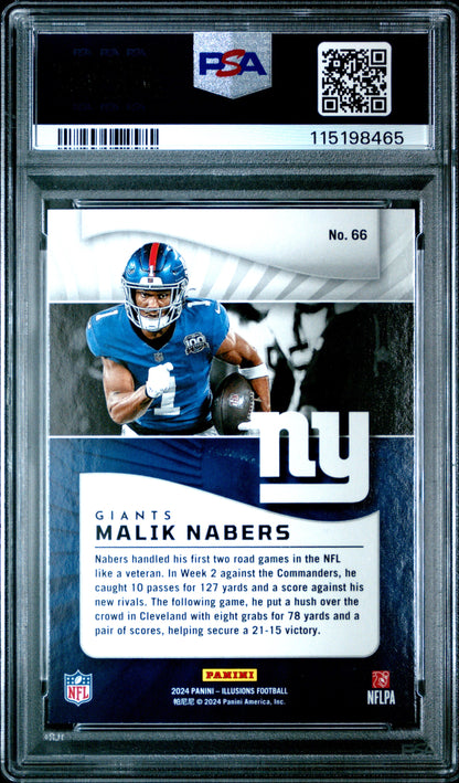 Graded 2024 Panini Illusions Malik Nabers #66 Retail Rookie RC Football Card PSA 10 Gem Mint