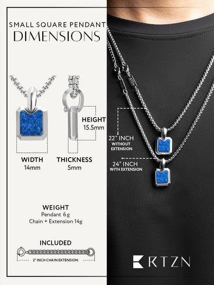 Lapis Lazuli Square Pendant Necklace