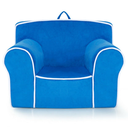 Upholstered Kids Sofa with Velvet Fabric and High-Quality Sponge-Blue