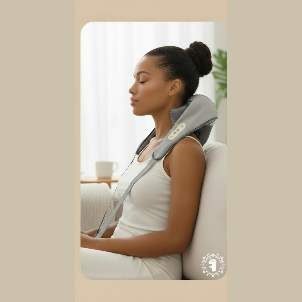ZenRelief Slate Grey Trapezius & Neck Massager with Heat | Rechargeable Deep Tissue Shiatsu Back Massage for Cervical Pain Relief