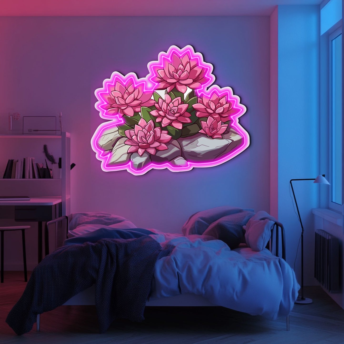 UV Printed Flowers Neon Wall Art- LV0007