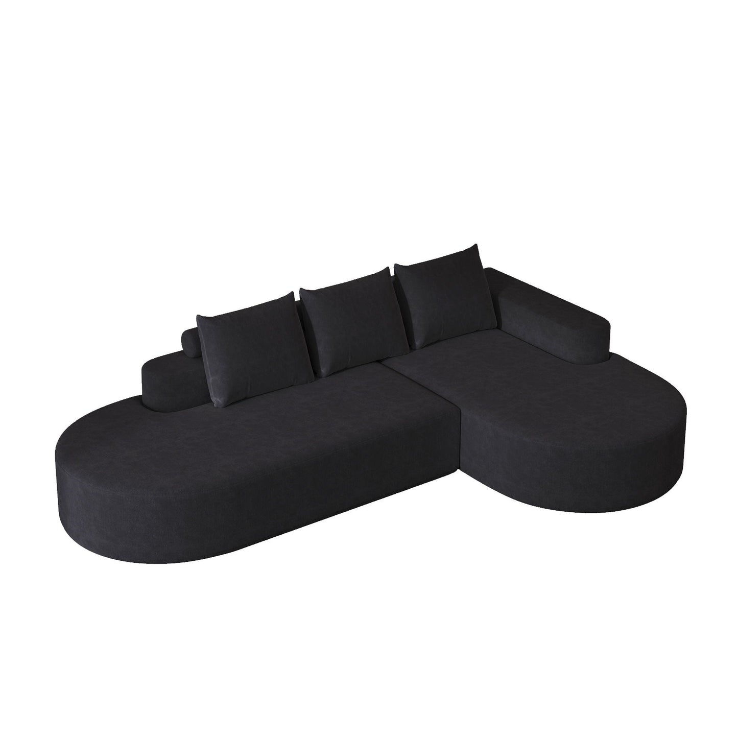 Modern Curved Sofa, L-Shaped Modular Sectional Set With 3 Pillows