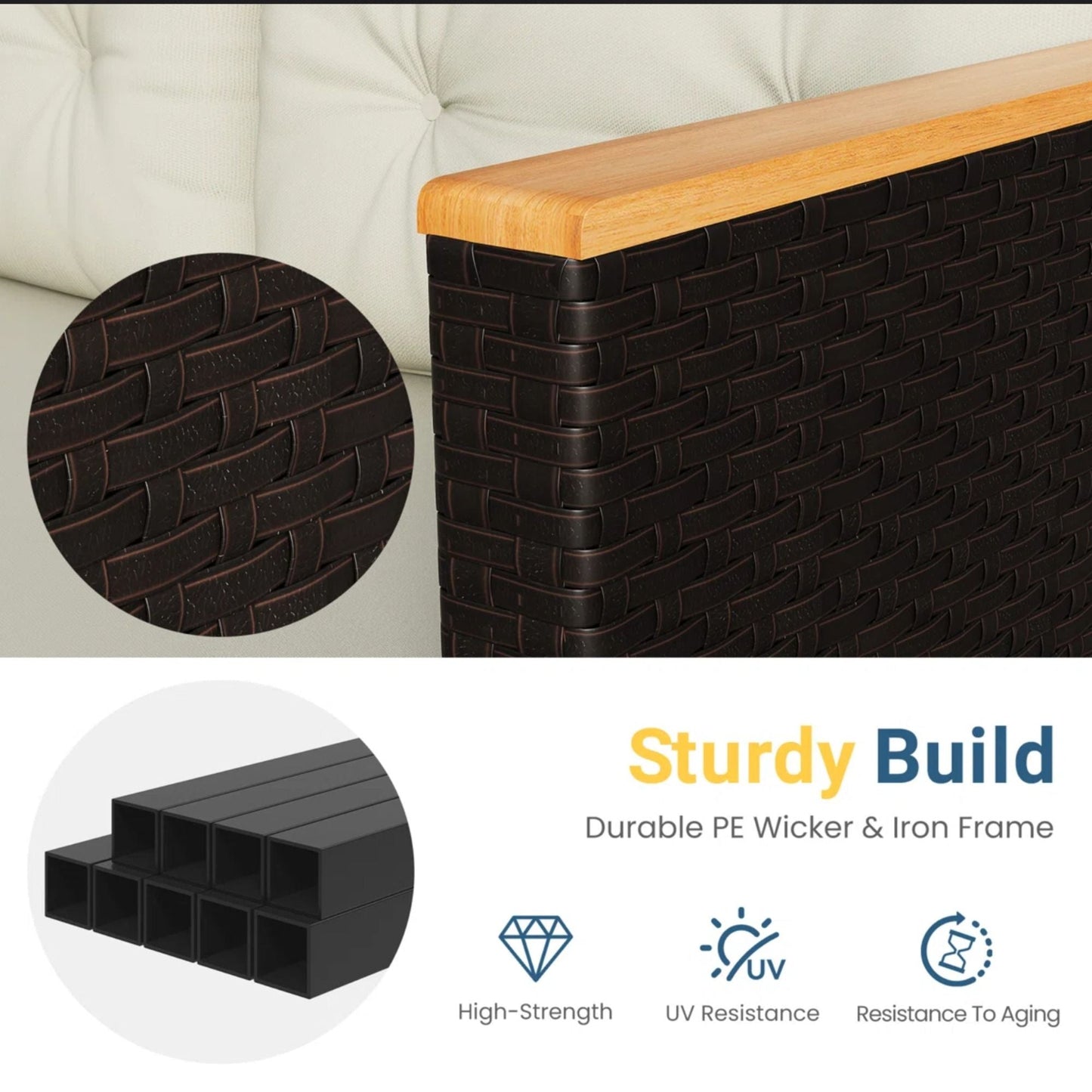 L-Shaped Patio Set With Cushions And Storage Table
