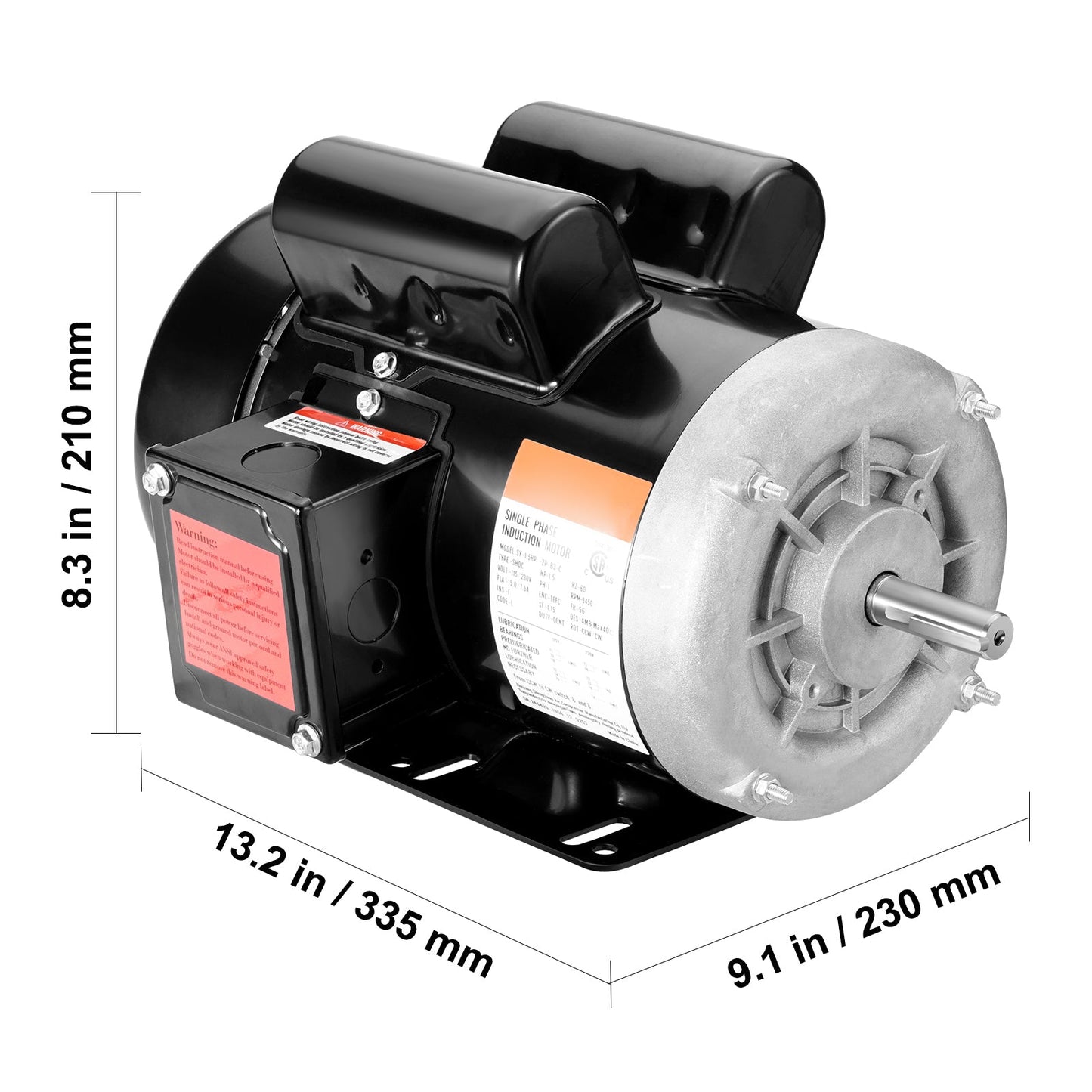 1.5HP Electric Motor 3450 RPM AC 115V/230V