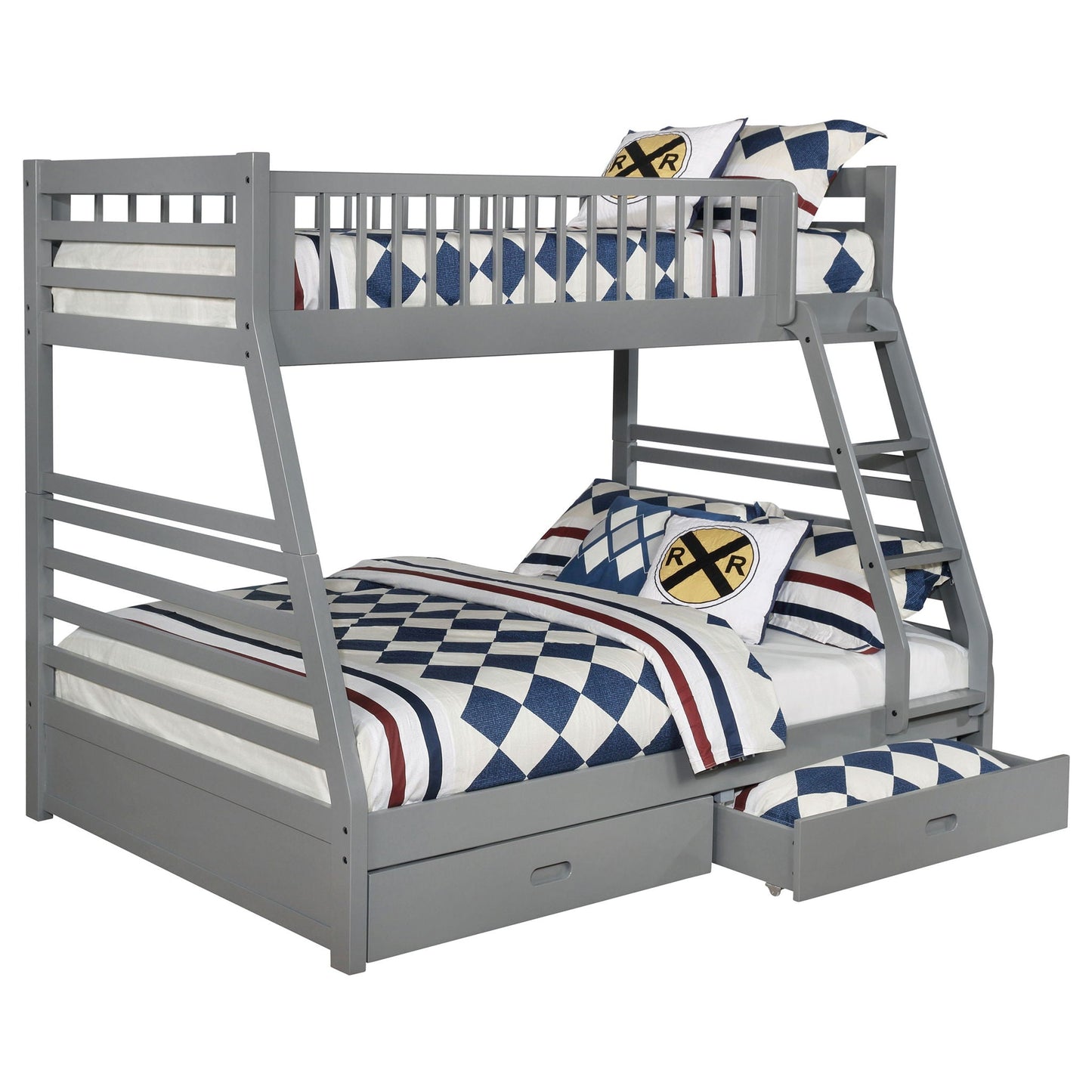 Keira - 2 Drawer Twin Over Full Bunk Bed - Gray
