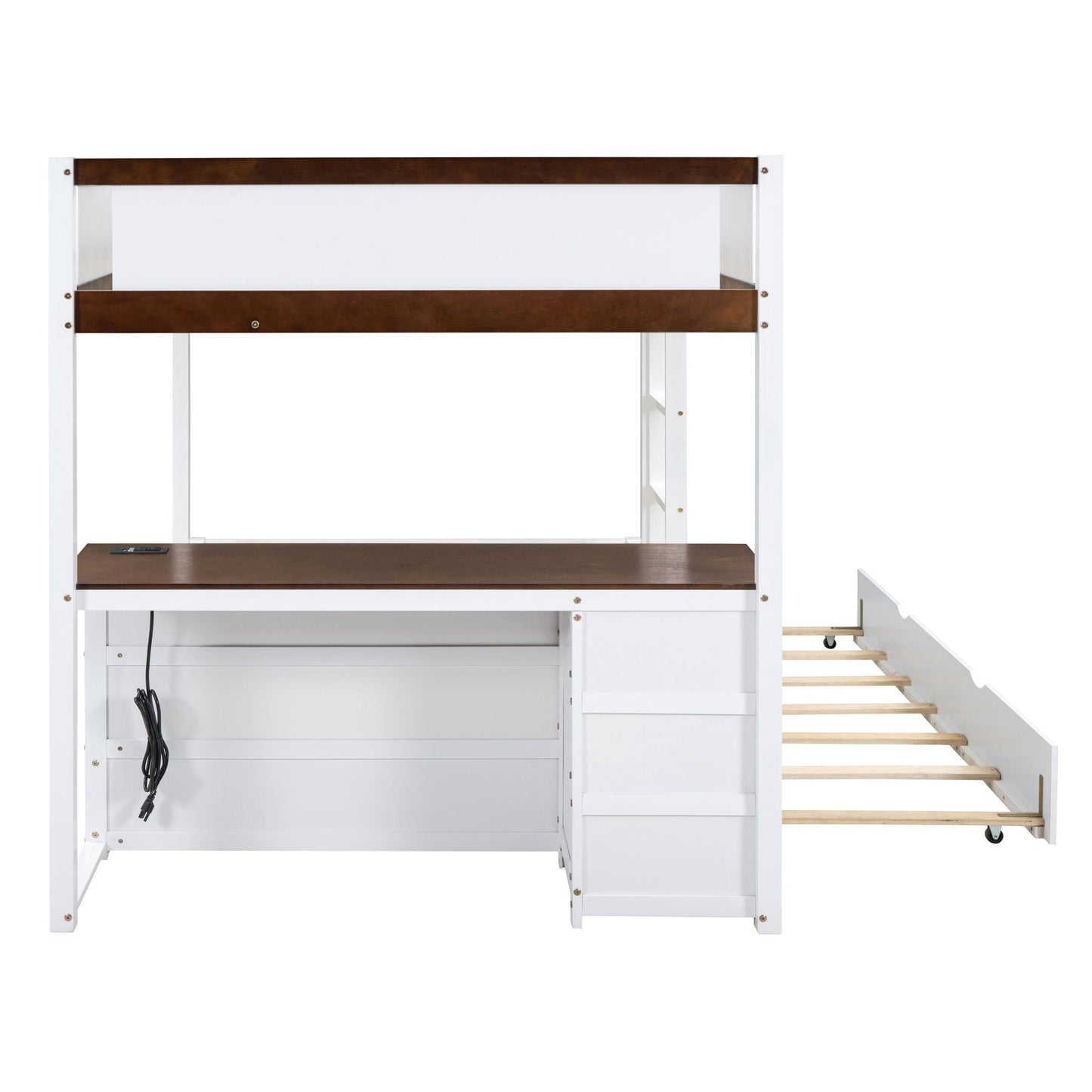 Bunk Bed With Twin Size Trundle, Storage And Desk