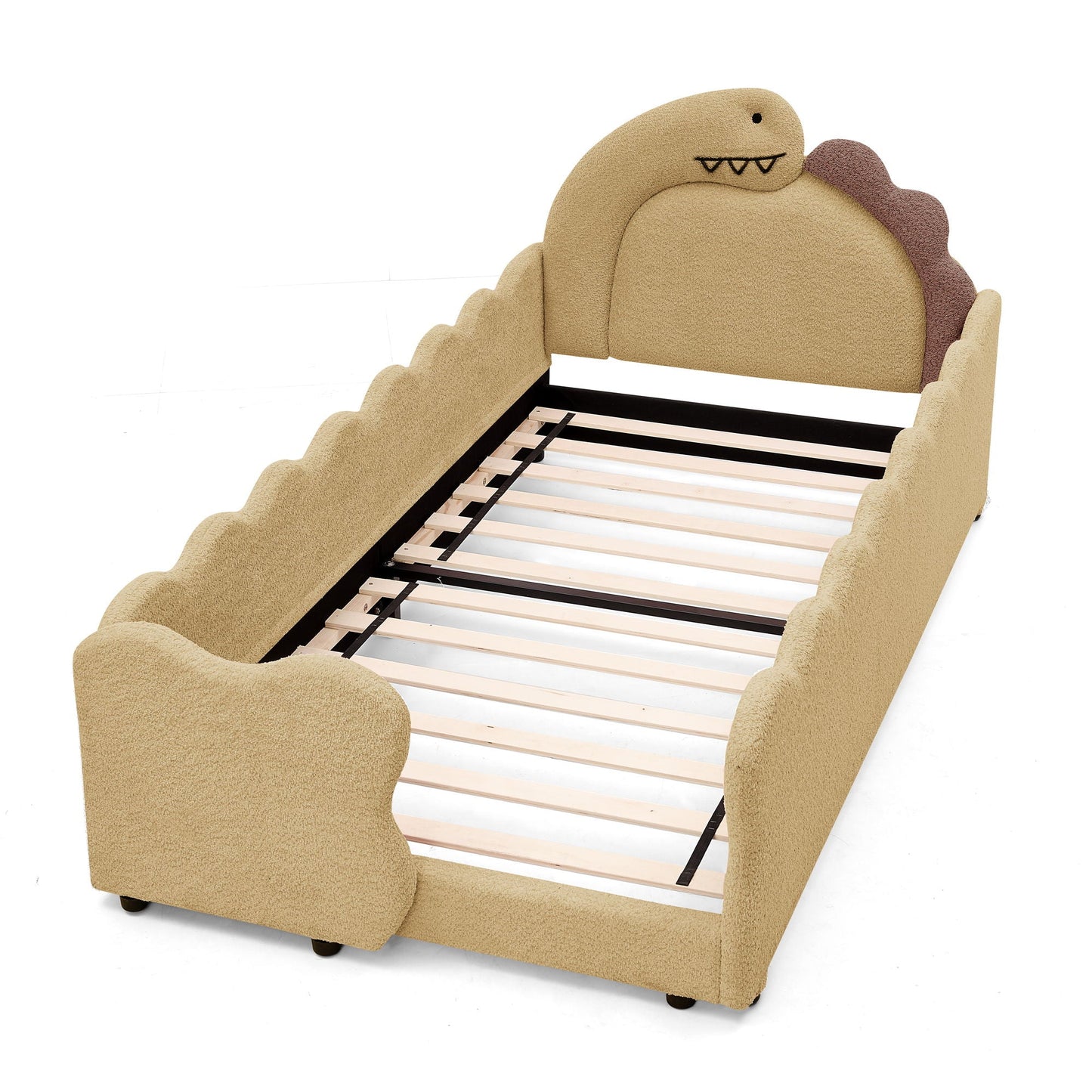Cute Dinosaur Shaped Bed With Safety Guardrail, Toddler Frame