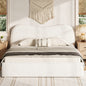 Queen Size Upholstered Platform Bed with Wooden Slats