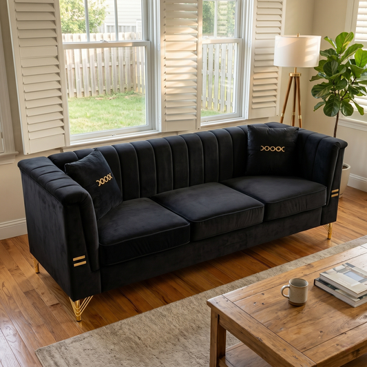 Mosharong-55 Velvet 3-Seater Sofa