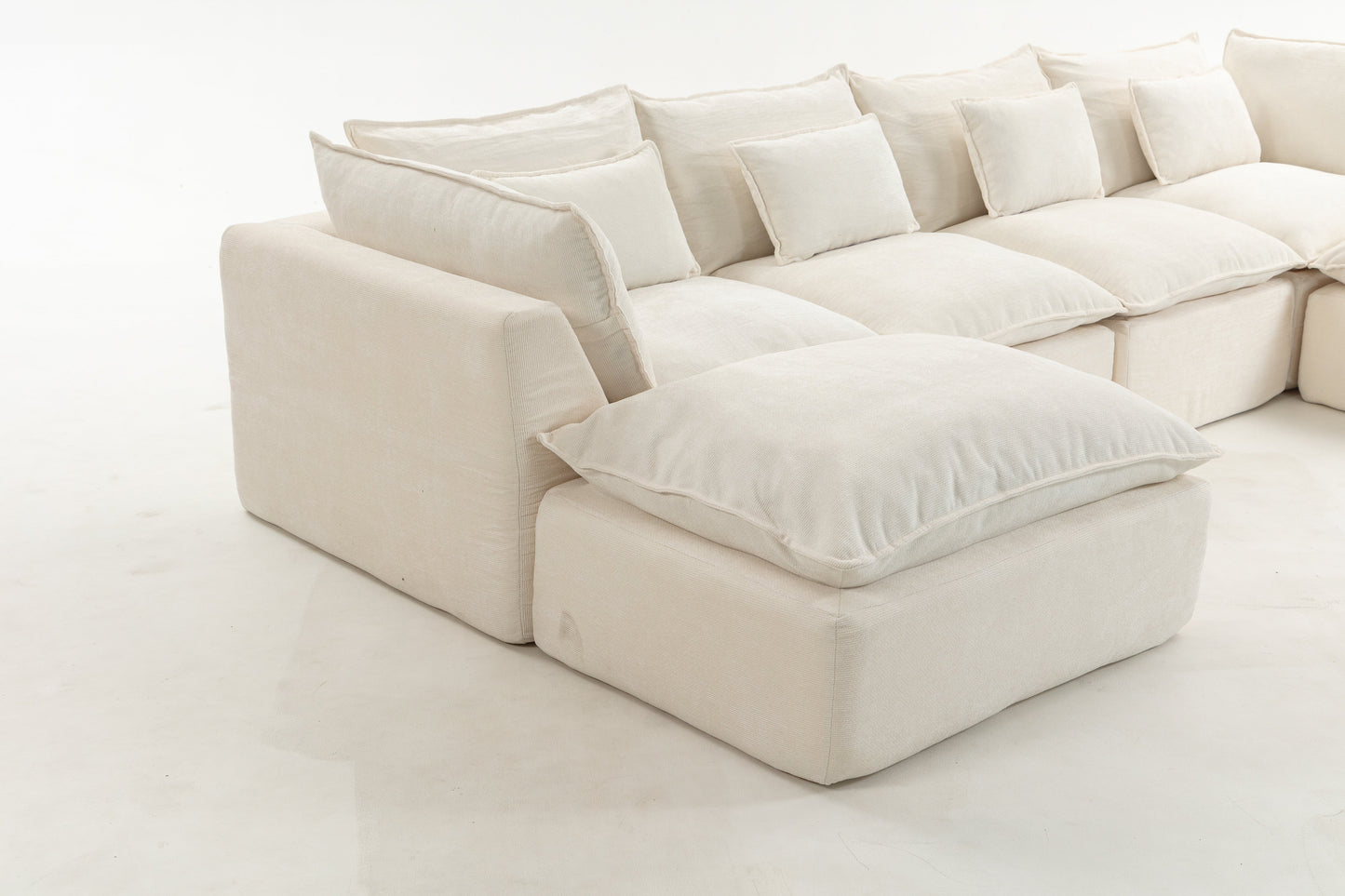 129.8" Width Cloud Couch Oversized Modular Sectional Sofa