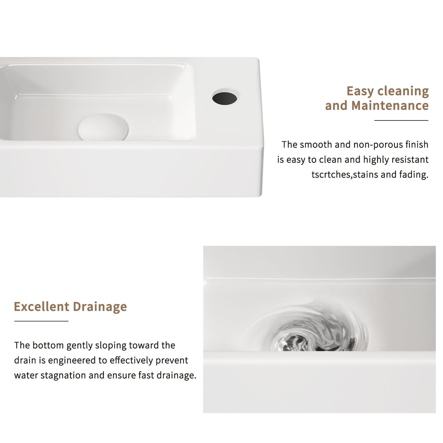 Wall Mounted Bathroom Sink With Faucet And Drain