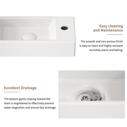 Wall Mounted Bathroom Sink With Faucet And Drain