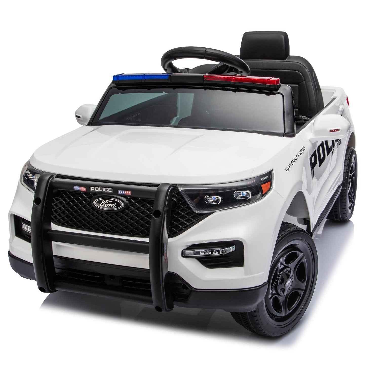 Licensed Ford Police 12V Ride-On Truck with Parental Remote Control