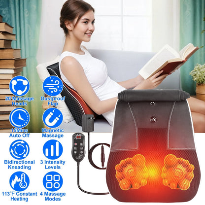 Back Massager with Heat 3D Kneading Massage Pillow Shiatsu Full Body Massager for Back Neck Waist Arm Abdomen Calf