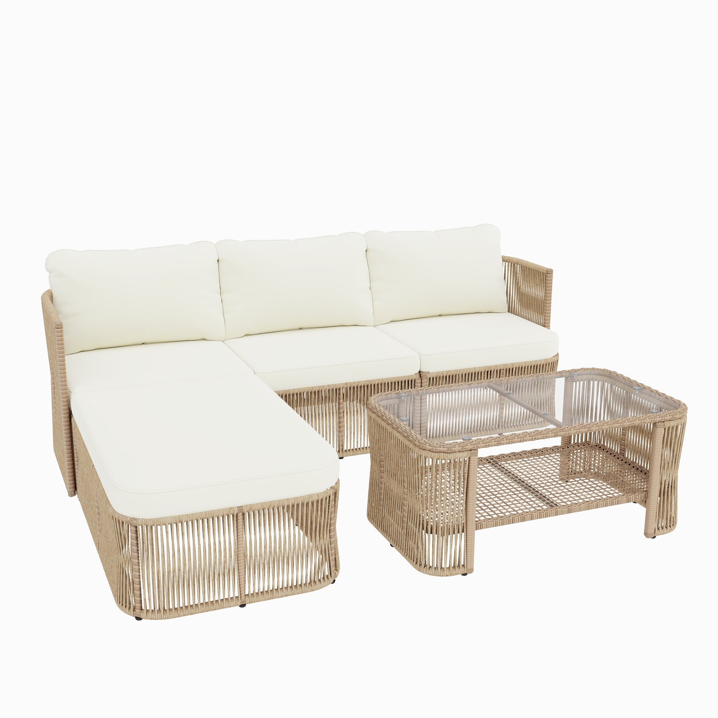 Outdoor PE Rattan Patio Furniture Set with Iron Frame