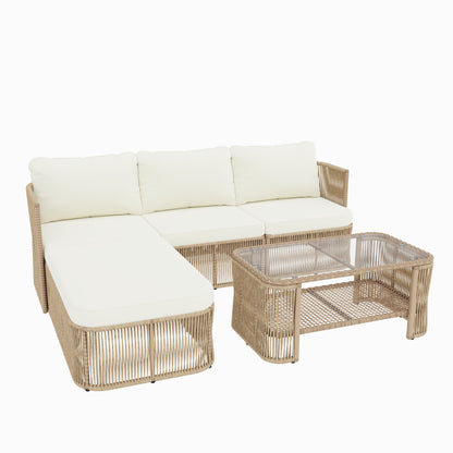 Outdoor PE Rattan Patio Furniture Set with Iron Frame