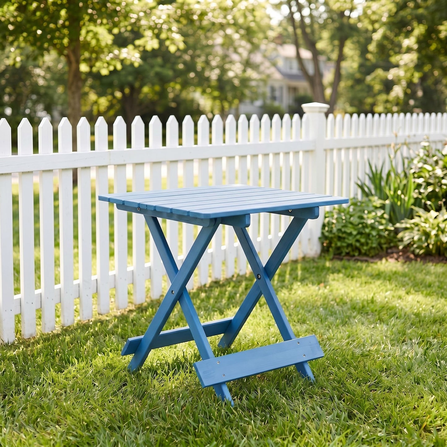 Folding Square Table For Backyard - Blue