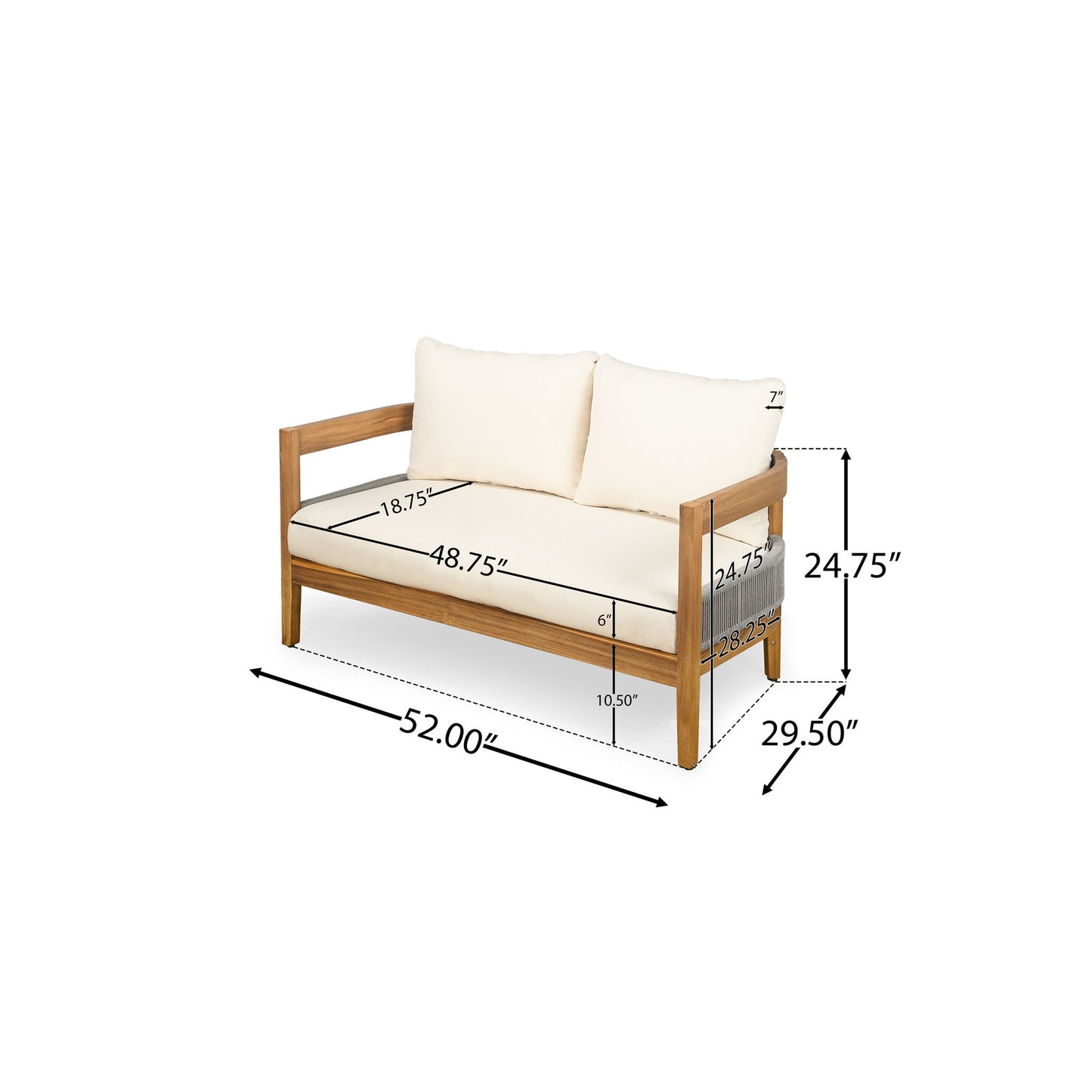 Porto Outdoor Loveseat & Table - Beige / Teak